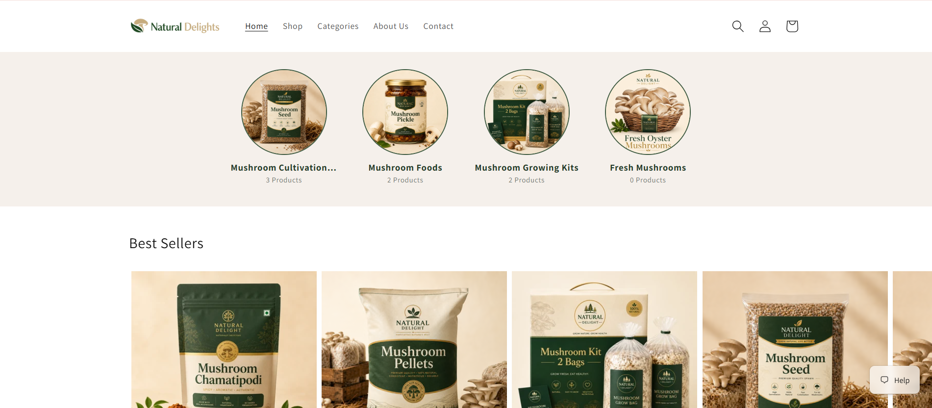 Natural Delights mushroom product collections and best sellers